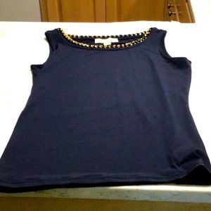 Michael Korrs Navy blue sleeveless blouse with chains